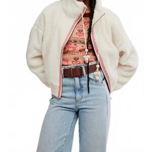 NEW FREE PEOPLE alpine sherpa jacket in white swan
